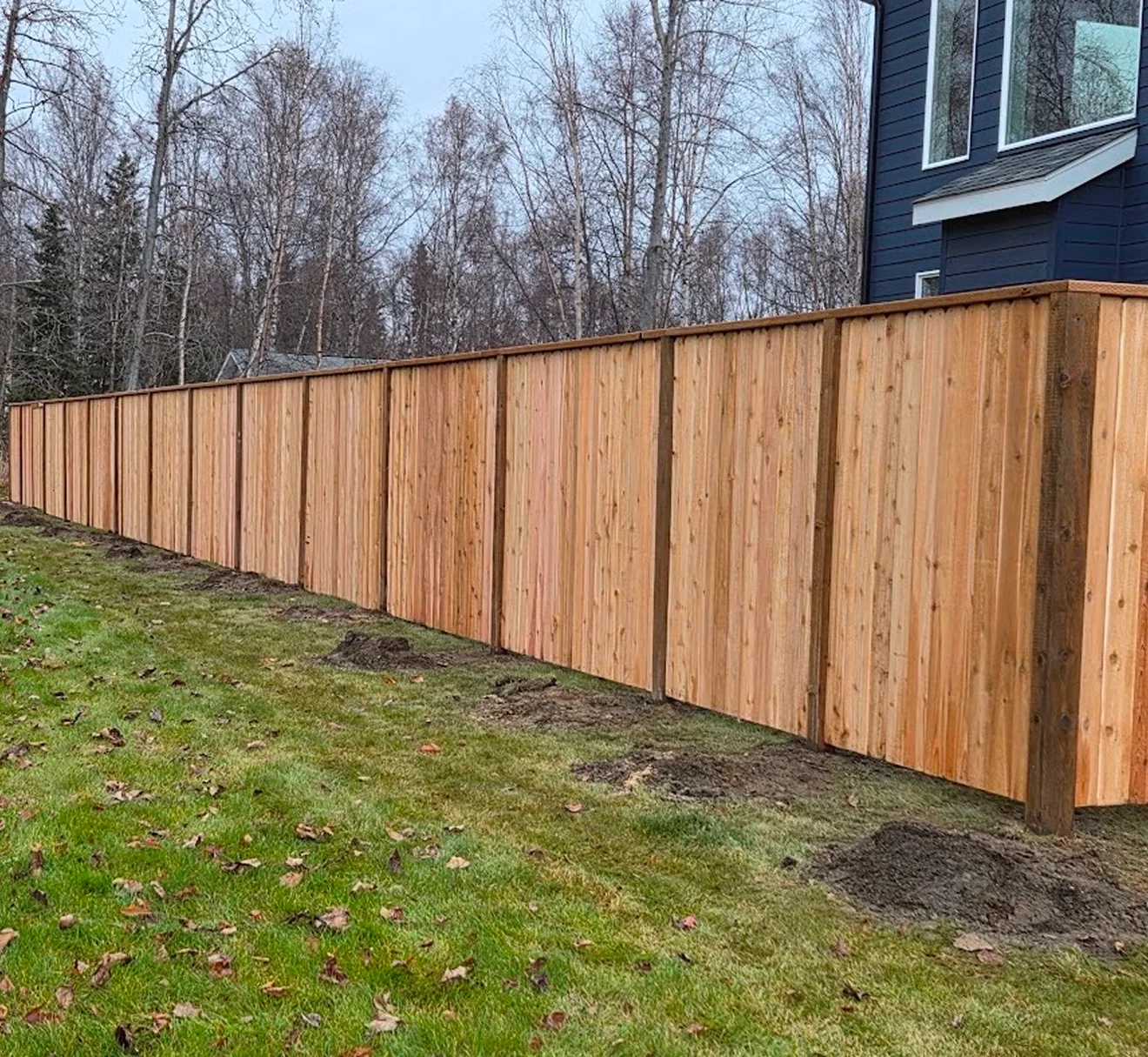 Fence installation detail showing organized workmanship